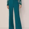 Petite Curvy Fit Flared Trousers in Deep Atlantic Teal
