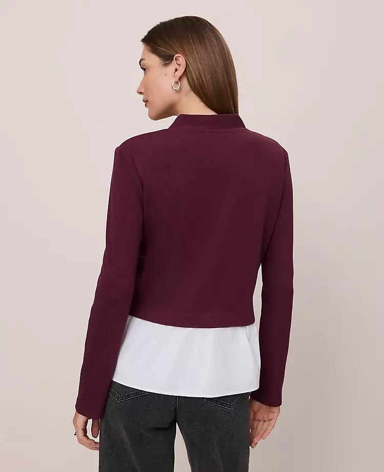 Ann Taylor Petite Weekend Collection Mixed Media Peplum Cardigan 2 Ann Taylor Petite Weekend Collection Mixed Media Peplum Cardigan - Image 2