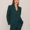 Petite Cutaway Blazer in Pine Grove Green - Tailored Professional Jacket