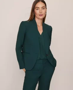 Petite Cutaway Blazer in Pine Grove Green - Tailored Professional Jacket