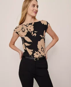 Floral Sleeveless Boatneck Top Cafe Au Lait
