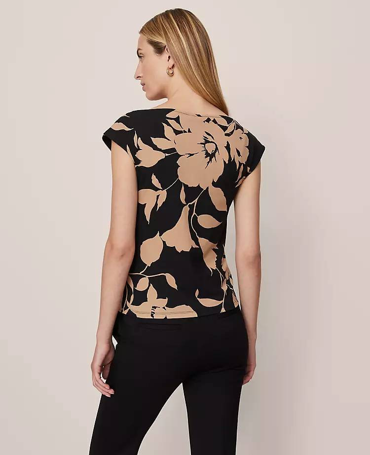 Floral Sleeveless Boatneck Top Cafe Au Lait 2 Floral Sleeveless Boatneck Top Cafe Au Lait - Image 2