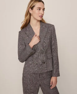 Women's Petite Fitted Double Breasted Blazer in Classic Plaid 7 Women's Petite Fitted Double Breasted Blazer in Classic Plaid -Ann Taylor Store 851568 019339 ALT3