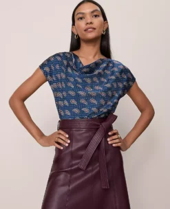 Paisley Cowl Neck Top Moonlit Backdrop