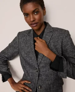 Petite Herringbone Wool Blend Blazer - Tailored Greenwich Jacket