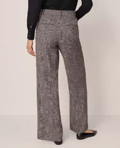 Petite Wide-Leg High-Waisted Plaid Trousers - Black & Brown Multi -Ann Taylor Store 851592 019339 ALT2