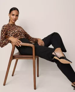 Petite Brown Animal Print Essential Crew Neck Cotton Sweater 5 Petite Brown Animal Print Essential Crew Neck Cotton Sweater -Ann Taylor Store 851613 523191 ALT2