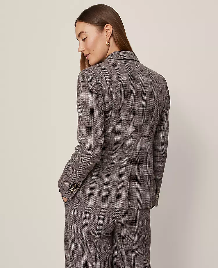 Women's Tailored One-Button Plaid Blazer - Professional Work Suit Jacket 2 Women's Tailored One-Button Plaid Blazer - Professional Work Suit Jacket - Image 2