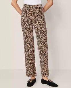 Ann Taylor Petite Weekend High Rise Animal Print Corduroy Pant - Cafe Au Lait -Ann Taylor Store 851631 523000 ALT1