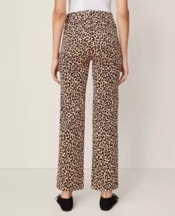 Ann Taylor Petite Weekend High Rise Animal Print Corduroy Pant - Cafe Au Lait -Ann Taylor Store 851631 523000 ALT2