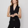 Petite Sleeveless V-Neck Top in Classic Black