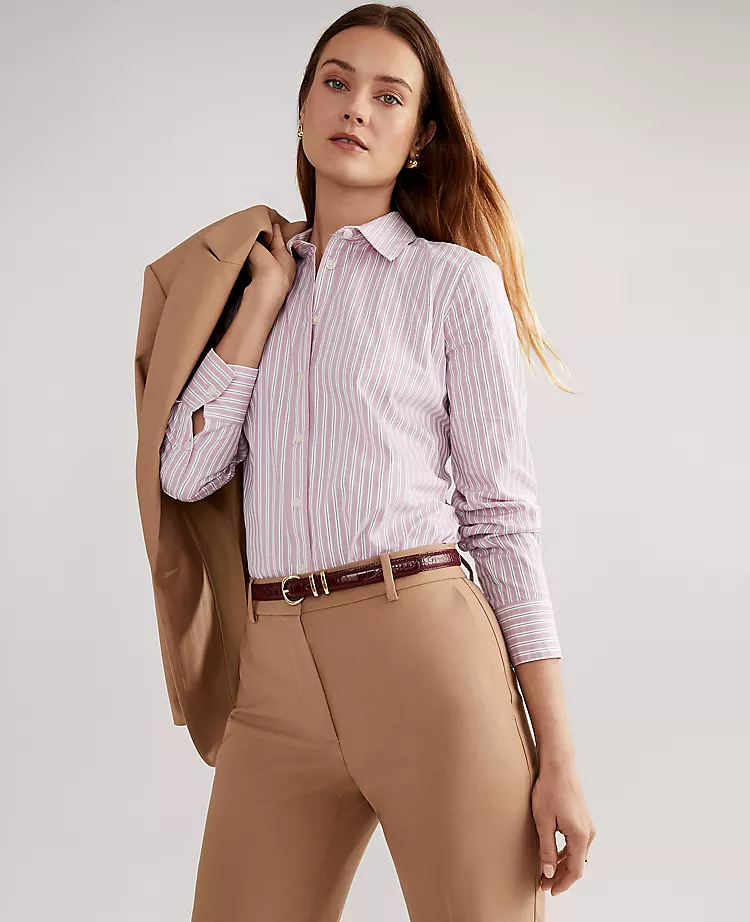 Petite Striped Relaxed Fit Button-Down Shirt in Budding Blossom 3 Petite Striped Relaxed Fit Button-Down Shirt in Budding Blossom - Image 3