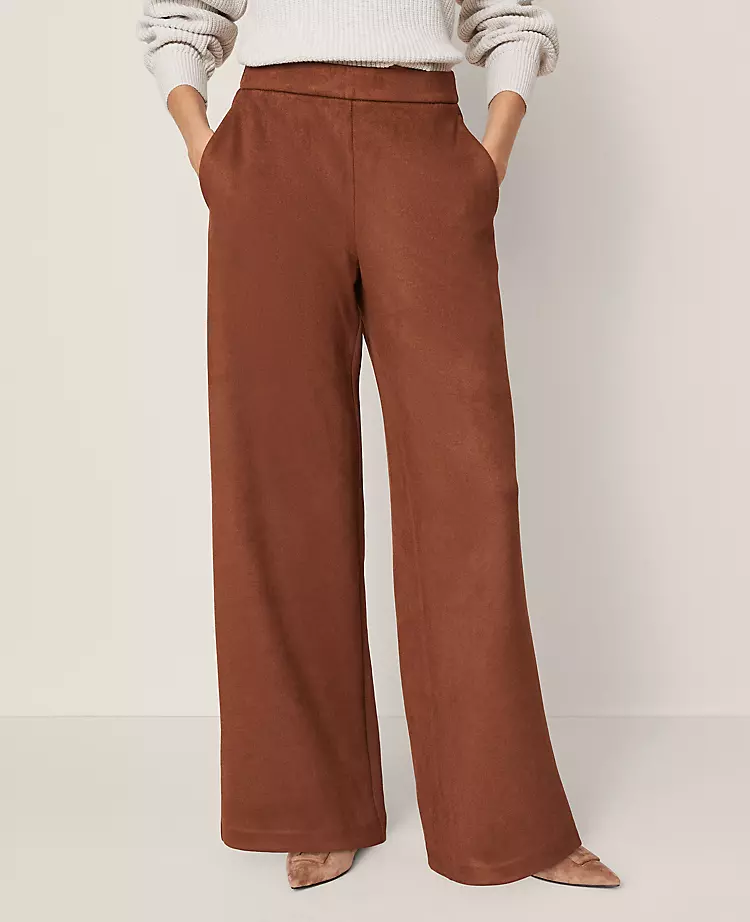 Ann Taylor Petite Weekend Collection Faux Suede Wide-Leg Pant in Rich Bronze 2 Ann Taylor Petite Weekend Collection Faux Suede Wide-Leg Pant in Rich Bronze - Image 2