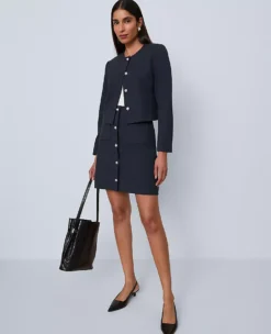 Petite A-Line Ponte Skirt with Front Pockets in Carbon Navy -Ann Taylor Store 851674 2288 ALT2