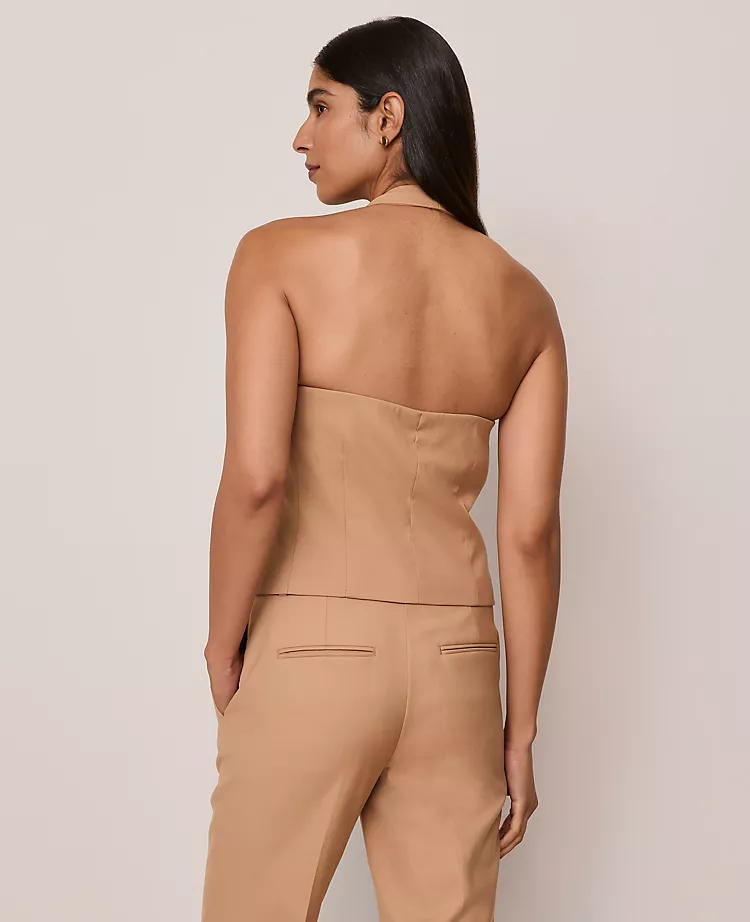 Petite Tailored Halter Vest in Sesame - Sophisticated Waistcoat for Women 2 Petite Tailored Halter Vest in Sesame - Sophisticated Waistcoat for Women - Image 2