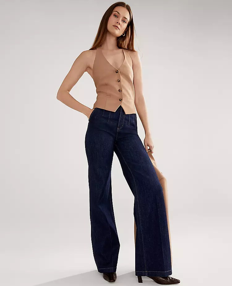 Petite Tailored Halter Vest in Sesame - Sophisticated Waistcoat for Women 3 Petite Tailored Halter Vest in Sesame - Sophisticated Waistcoat for Women - Image 3