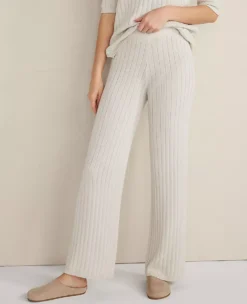 Haven Well Within Organic Cotton Ribbed Straight Leg Pants Full Moon Grey