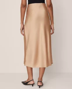 Satin Bias Midi Slip Skirt in Cafe Au Lait 6 Satin Bias Midi Slip Skirt in Cafe Au Lait -Ann Taylor Store 852316 5824 ALT2