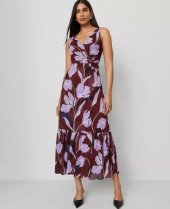 Floral Twist Maxi Dress B Windsor Wine -Ann Taylor Store 852327 522831 ALT3