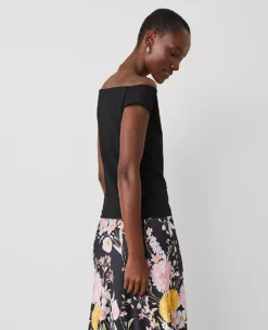 Romantic Petite Off-The-Shoulder Short Sleeve Top in Black 5 Romantic Petite Off-The-Shoulder Short Sleeve Top in Black -Ann Taylor Store 852391 2222 ALT1