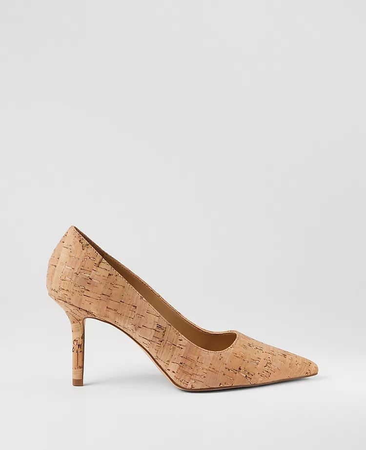 Natural Cork Pointy Toe Pumps - 3.25 Inch Stiletto Heel 1 Natural Cork Pointy Toe Pumps - 3.25 Inch Stiletto Heel