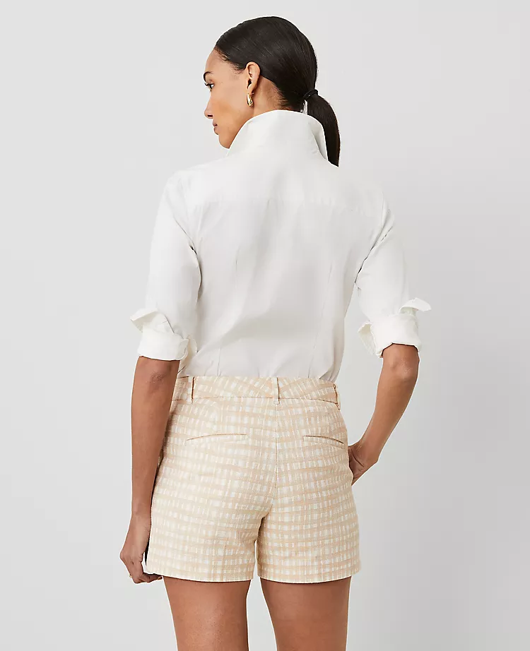 Women's Petite Plaid Metro Shorts - Tailored Mid-Rise Style 3 Women's Petite Plaid Metro Shorts - Tailored Mid-Rise Style - Image 3