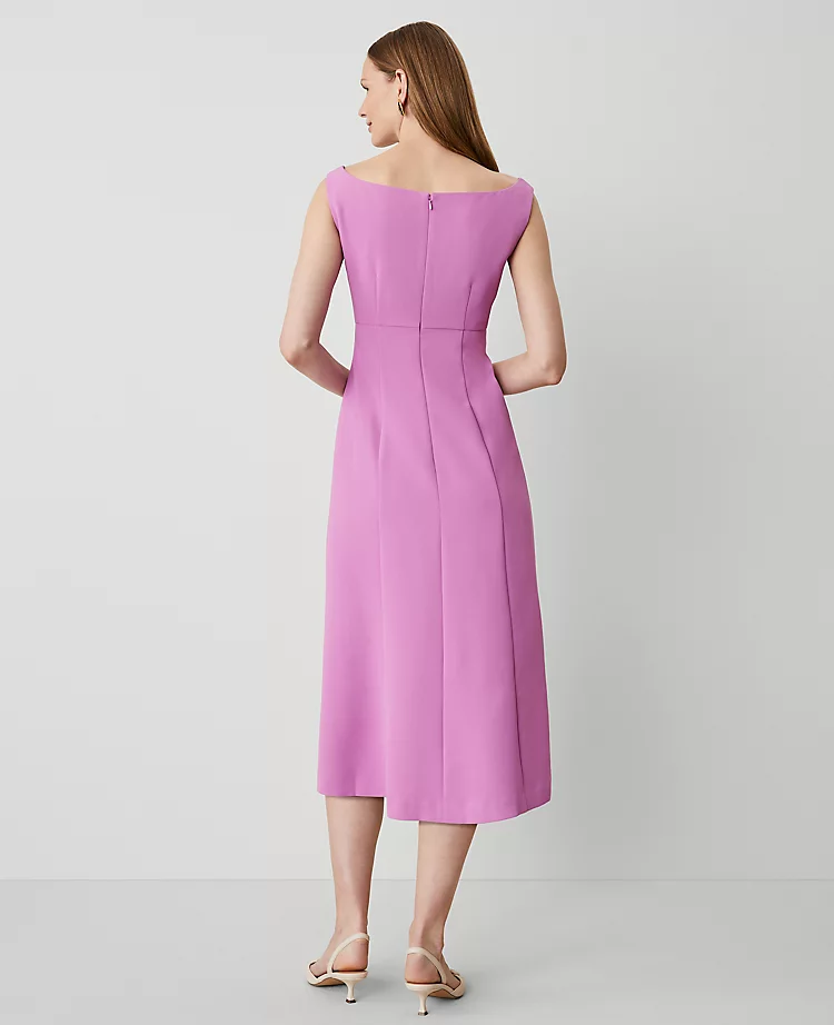 Petite Orchid Glow Fluid Crepe Seamed Flare Dress 2 Petite Orchid Glow Fluid Crepe Seamed Flare Dress - Image 2