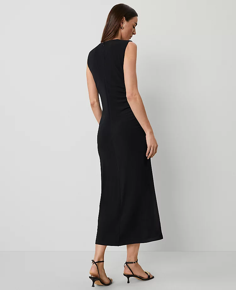 Petite Sleeveless Knit Midi Sheath Dress in Classic Black 2 Petite Sleeveless Knit Midi Sheath Dress in Classic Black - Image 2