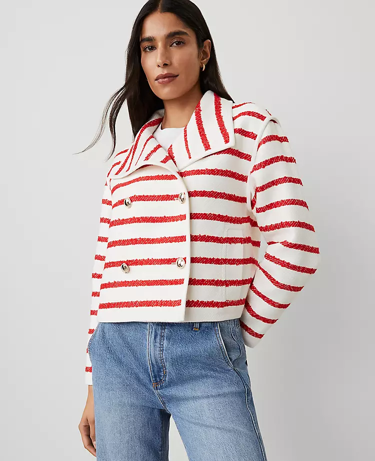 Petite Bright Cherry Tweed Oversized Double Breasted Jacket 2 Petite Bright Cherry Tweed Oversized Double Breasted Jacket - Image 2