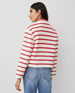 Petite Bright Cherry Tweed Oversized Double Breasted Jacket 7 Petite Bright Cherry Tweed Oversized Double Breasted Jacket -Ann Taylor Store 852485 517585 ALT1