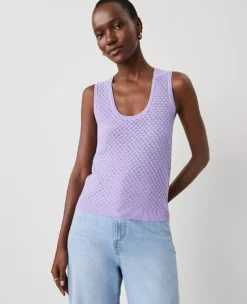 Petite Stitched Sweater Shell - Sleeveless Knit Top in Radiant Amethyst