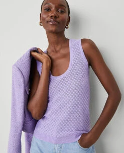 Petite Stitched Sweater Shell - Sleeveless Knit Top in Radiant Amethyst -Ann Taylor Store 852498 1207 ALT3
