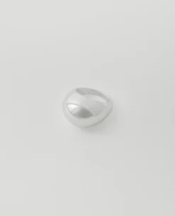 Modern Chunky Round Molten Ring in Silvertone Finish