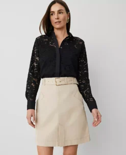 Petite Belted Utility Skirt in Toasted Oat -Ann Taylor Store 852522 7879 ALT1