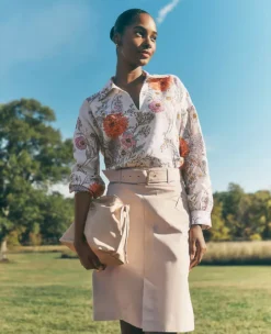 Petite Belted Utility Skirt in Toasted Oat