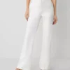 Petite Curvy Fit White Linen Blend High-Rise Trouser Pants