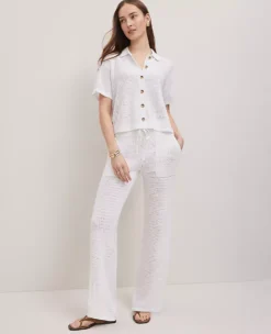 Ann Taylor Petite Weekend Collection Mesh Sweater Pant - White