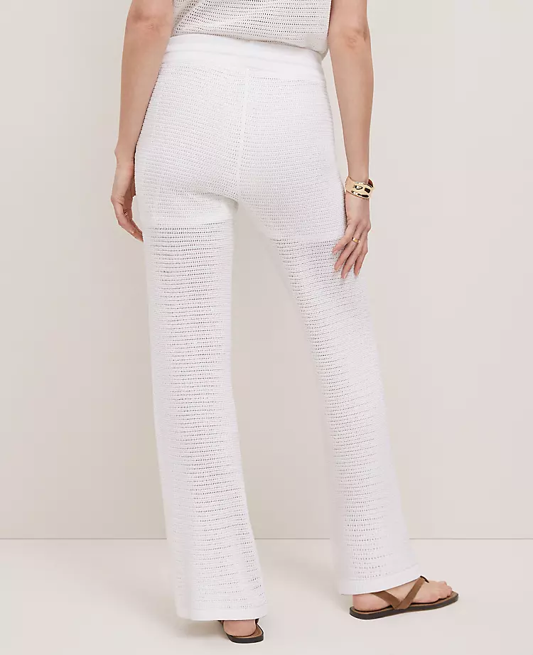 Ann Taylor Petite Weekend Collection Mesh Sweater Pant - White 3 Ann Taylor Petite Weekend Collection Mesh Sweater Pant - White - Image 3