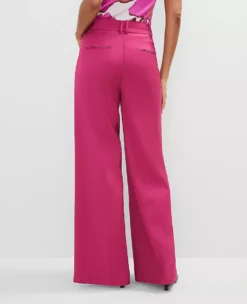 High Waisted Wide Leg Palazzo Pants - Berry Splash Tailored Slacks -Ann Taylor Store 852743 019799 ALT2