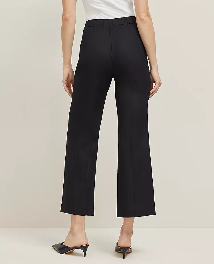 Petite High Rise Flare Ankle Pant in Breathable Linen Blend - Black 3 Petite High Rise Flare Ankle Pant in Breathable Linen Blend - Black - Image 3