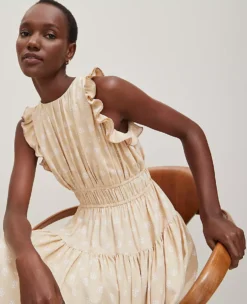 Petite Petaled Ruffle Midi Dress in Sands Edge -Ann Taylor Store 852860 522430 ALT2