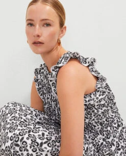 Floral Ruffle Petite Midi Dress - Elegant Black Halter Neck Pleated Dress 5 Floral Ruffle Petite Midi Dress - Elegant Black Halter Neck Pleated Dress -Ann Taylor Store 852873 520981 ALT2