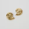 Goldtone Textured Shell Stud Earrings - Ocean-Inspired Statement Jewelry