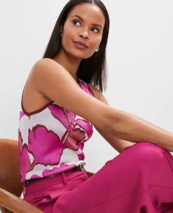 Petite Floral Knit Shell in Rose Violet - Sleeveless Crew Neck Top -Ann Taylor Store 852943 8021 ALT2