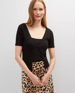 Petite Ribbed Short Sleeve Cardigan - Versatile V-Neck Knit Layer