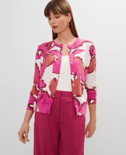 Petite Floral Cotton Knit Cardigan - Rose Violet Ann Style