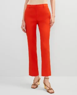 Petite Curvy Slim Linen Ankle Pants - Red Pepper Eva Pant