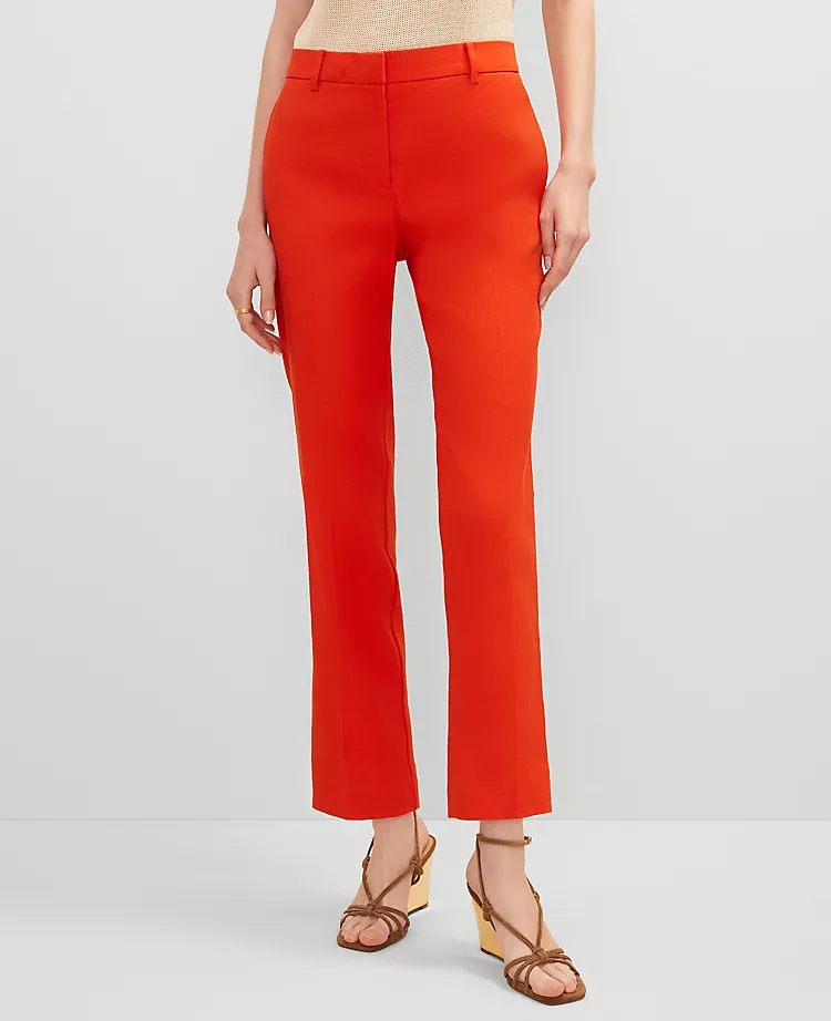 Petite Curvy Slim Linen Ankle Pants - Red Pepper Eva Pant 1 Petite Curvy Slim Linen Ankle Pants - Red Pepper Eva Pant