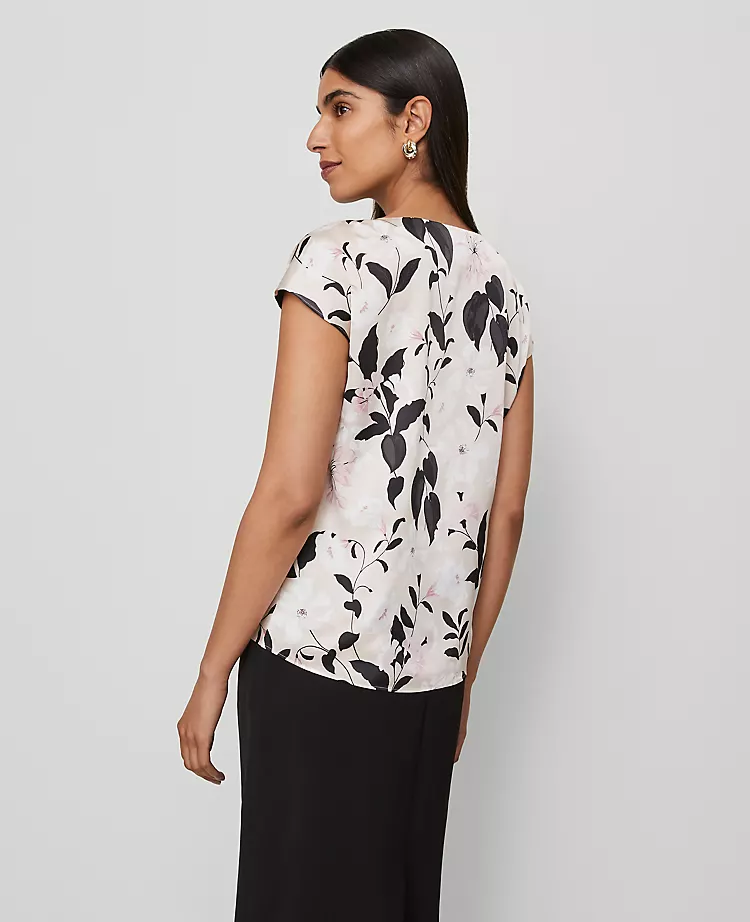 Floral Satin Cowl Neck Top Pale Sandalwood 2 Floral Satin Cowl Neck Top Pale Sandalwood - Image 2