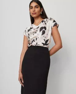 Floral Satin Cowl Neck Top Pale Sandalwood 6 Floral Satin Cowl Neck Top Pale Sandalwood -Ann Taylor Store 853080 525451 ALT2